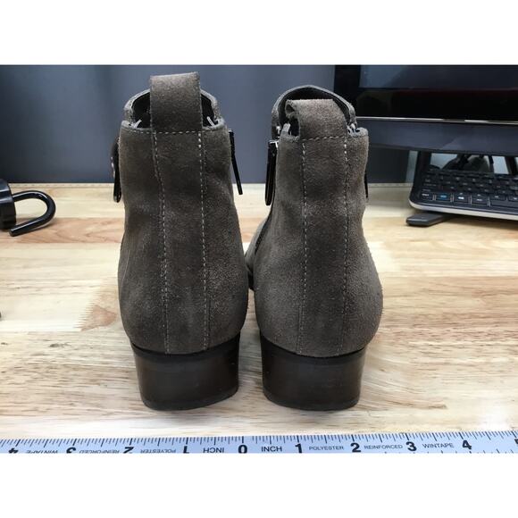 Aquatalia Fantina Boots Women's 7.5 Olive Green Suede Dual Zip Ankle Booties - Picture 3 of 8